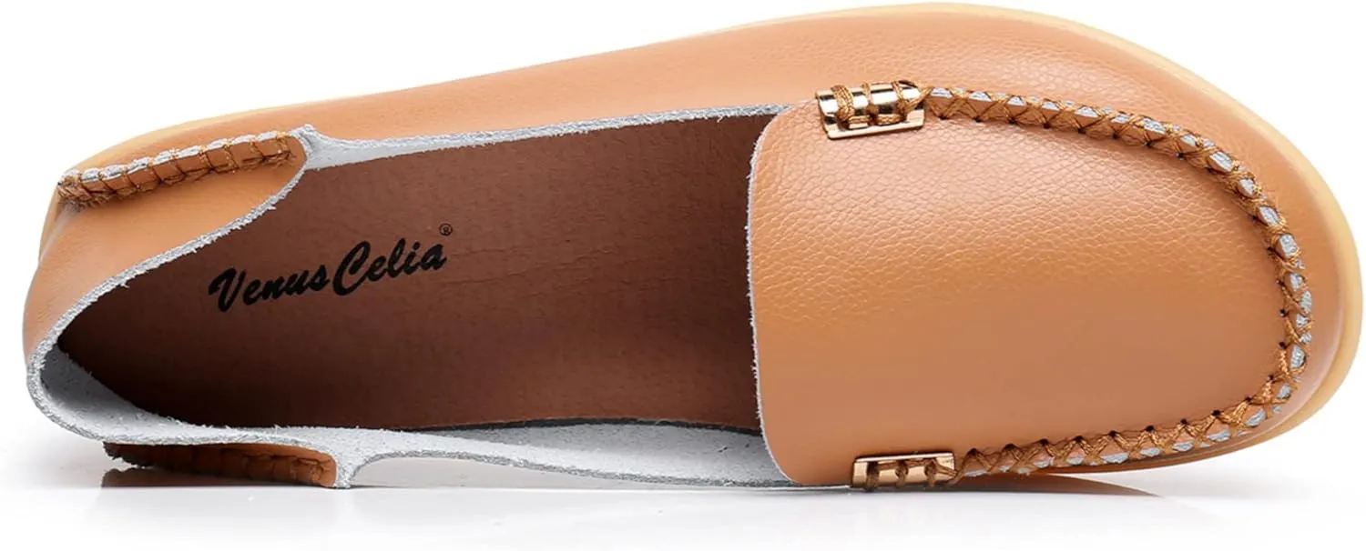VenusCelia Women's Natural 2 Comfort Walking Flat Loafer