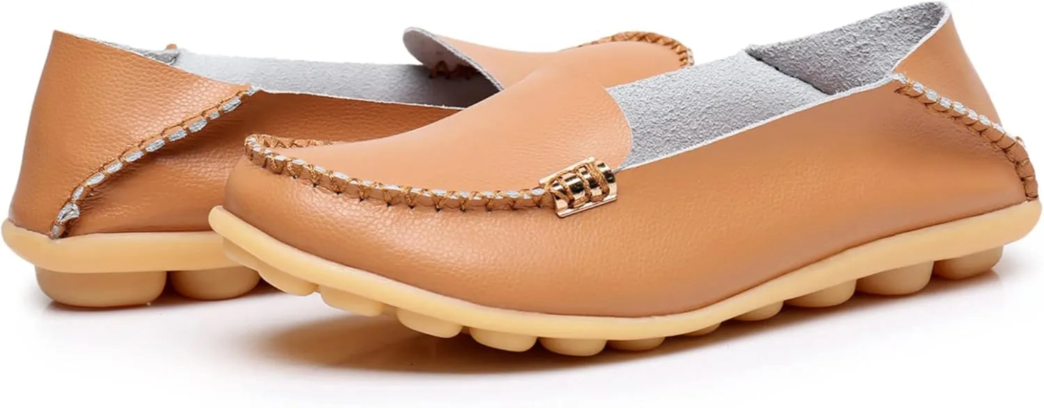 VenusCelia Women's Natural 2 Comfort Walking Flat Loafer