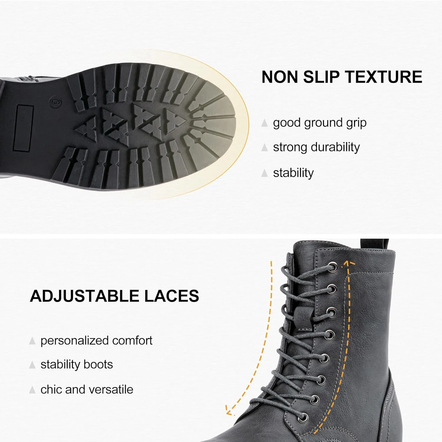 Vepose Women's Combat Ankle Black Flat Boots, Military Fashion 925 Booties Inner Zipper