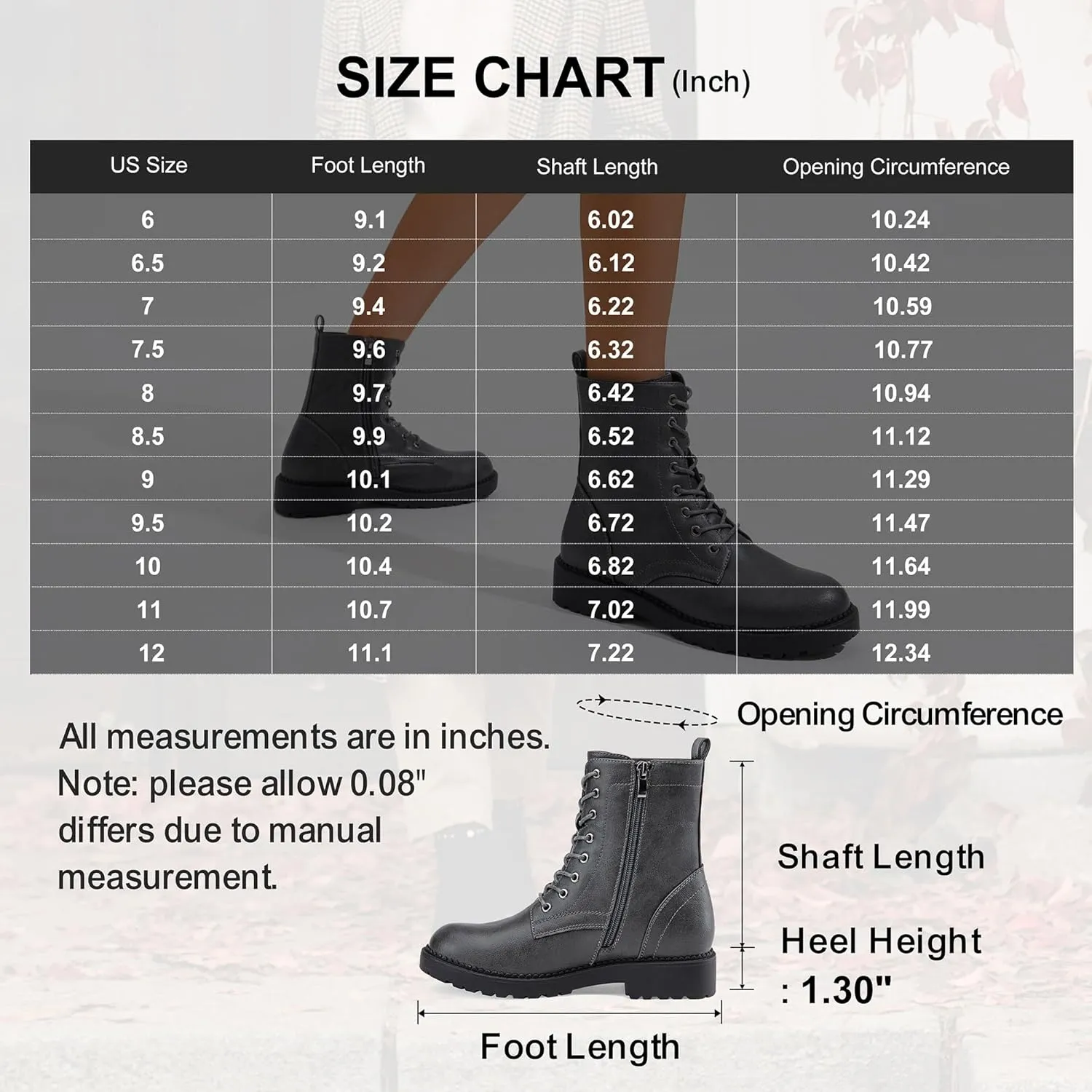 Vepose Women's Combat Ankle Black Flat Boots, Military Fashion 925 Booties Inner Zipper