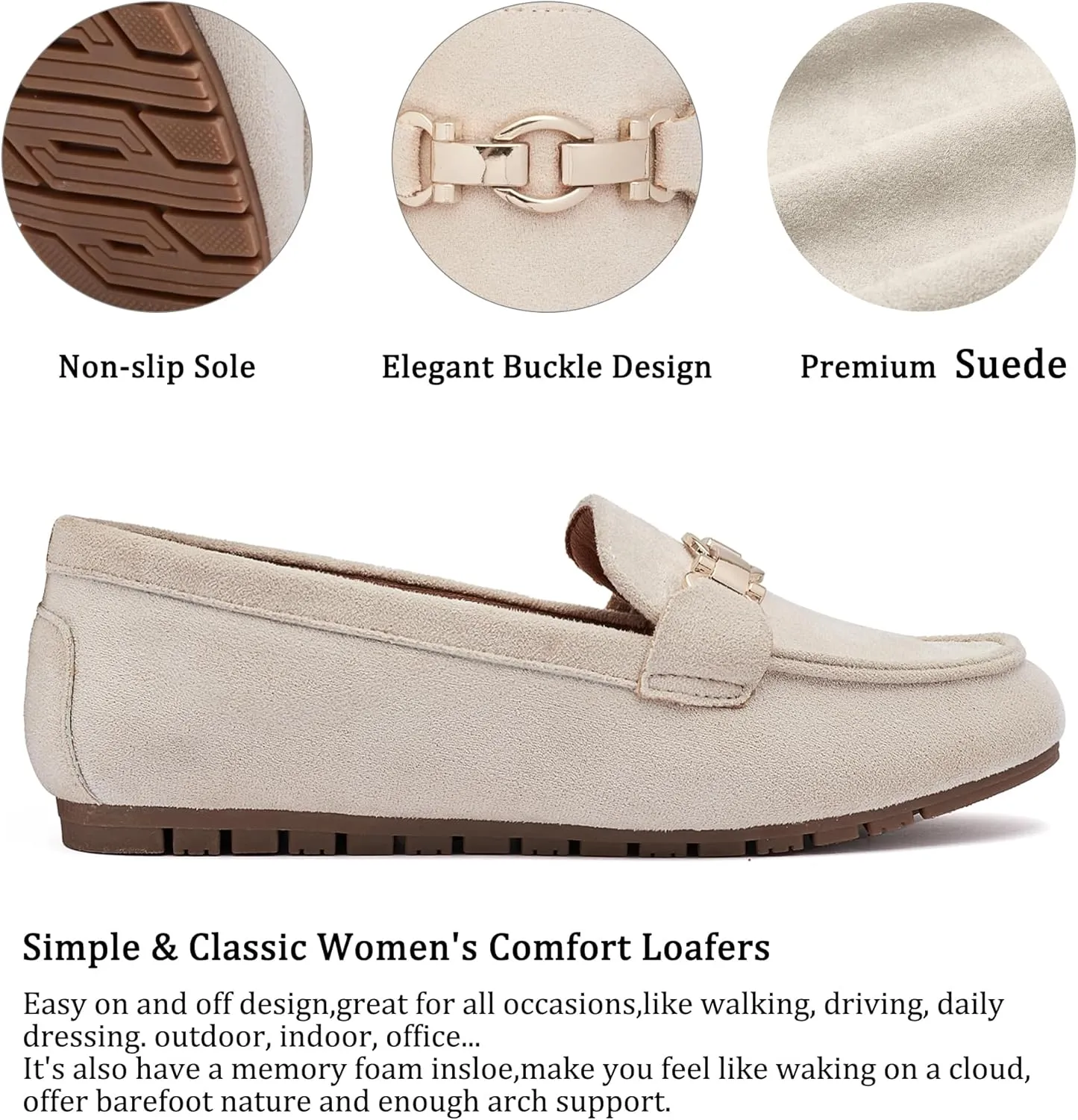 VERDASCO Women's Loafers Comfort Slip-Ons Flat Work Shoes Casual Moccasins Penny Loafers Lady Dress Shoes