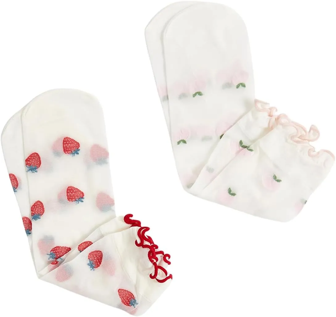 Verdusa Women's 2 Pairs Ruffle Socks - Sheer Mesh, Thin, Transparent Ankle Socks