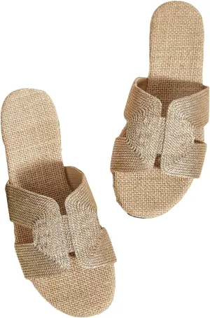 Verdusa Women's Cut Out Flat Sandals Open Toe Summer Sandals Slip On Slides