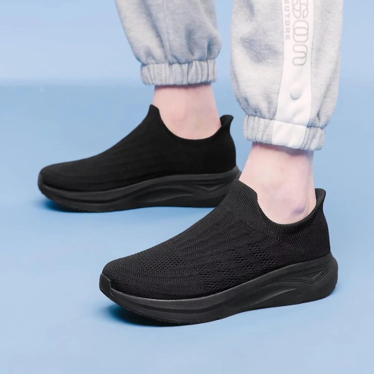 vibdiv Slip-in Walking Shoes Men Barefoot Sock Sneakers Flat Lightweight Casual Comfortable Breathable Laceless
