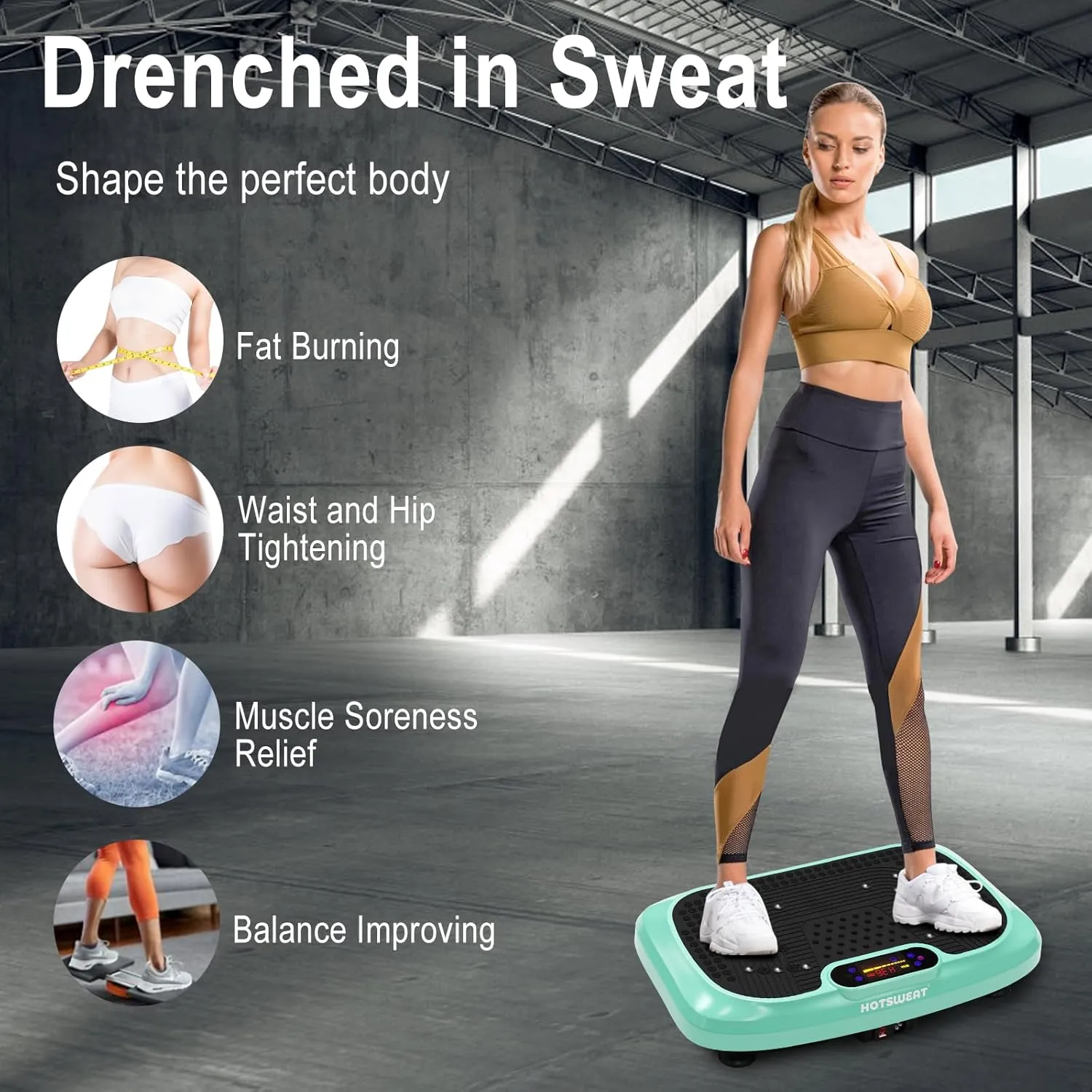Vibration Plate Exercise Machine for Lymphatic Drainage, Power Plate Vibrating Platform, Shaker for Weight Loss, Exercise Board with 120 Levels for Home Gym