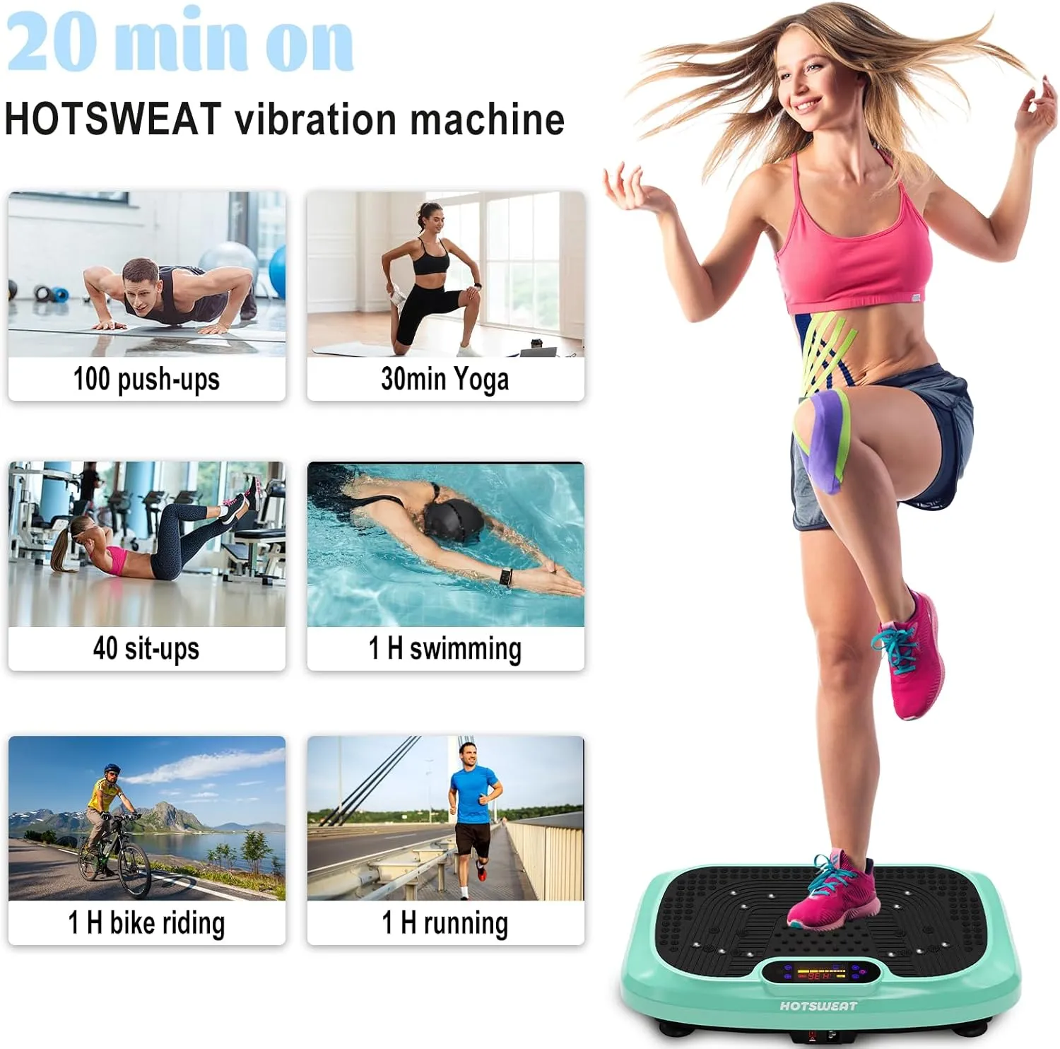 Vibration Plate Exercise Machine for Lymphatic Drainage, Power Plate Vibrating Platform, Shaker for Weight Loss, Exercise Board with 120 Levels for Home Gym