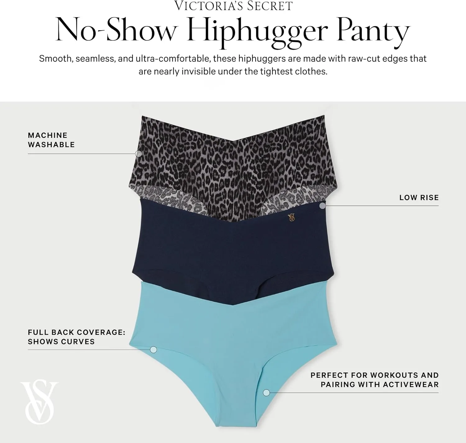 Victoria's Secret Women's No Show Cheeky Underwear, Minimal Coverage Panties for Women, Multi Pack (XS-XXL)