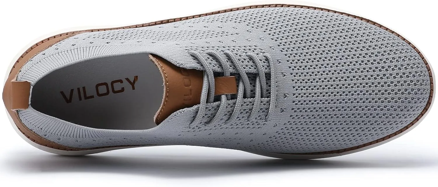 VILOCY Men's Casual Dress Sneakers Oxfords Business Mesh Breathable Walking Shoes Tennis Comfortable