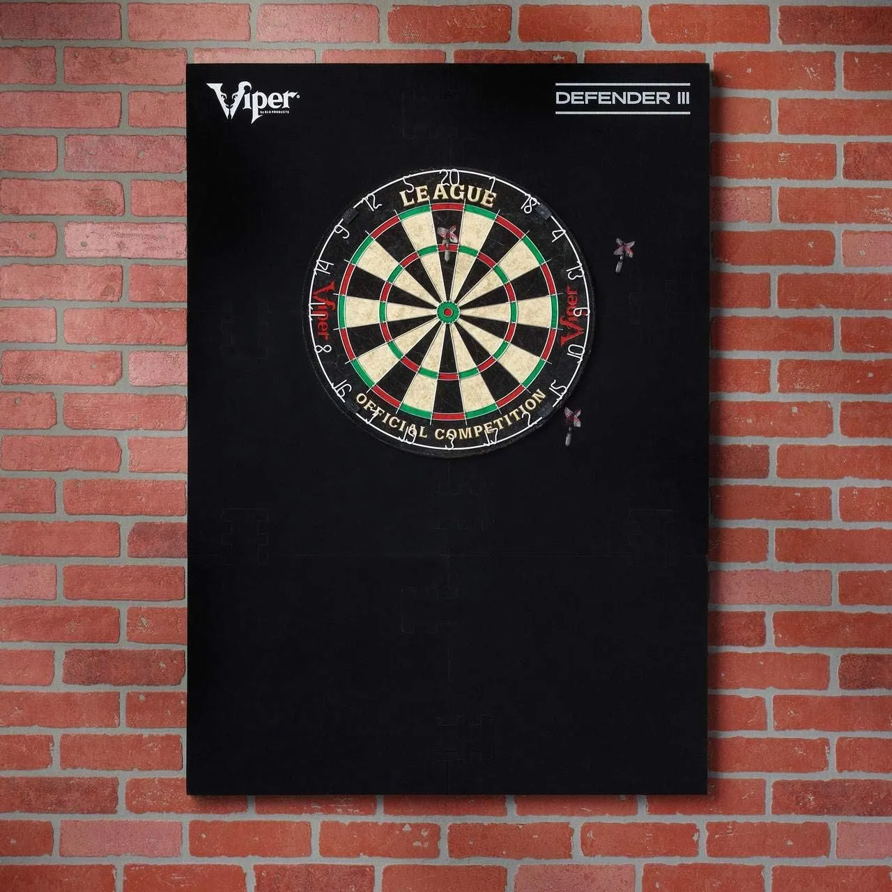 Viper Defender III Extended Length Dartboard Surround Wall Protector, Fits 17.75" and 18" Bristle Dartboards, Compression-Fit Easy Mounting, 45" H x 32" W x 1" Thickness