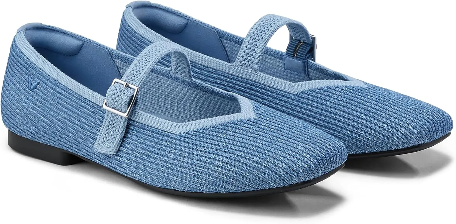 VIVAIA Margot Mary Jane Women Flat Shoes Comfortable for Work with Arch Support Slip on Square-Toe Washable Shoes