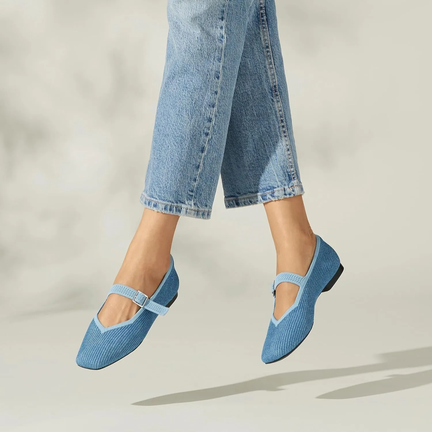 VIVAIA Margot Mary Jane Women Flat Shoes Comfortable for Work with Arch Support Slip on Square-Toe Washable Shoes