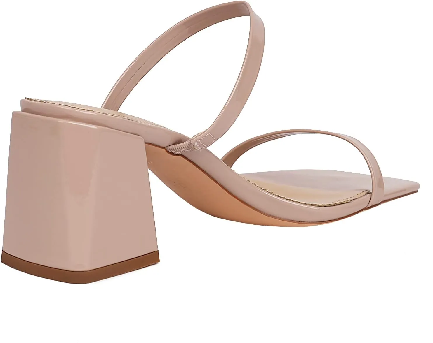 vivianly Women's Low Block Heels Sandal Square Open Toe Chunky High Heels Slip on Heeled Sandals Mules Slide for Party Wedding Dress Shoes