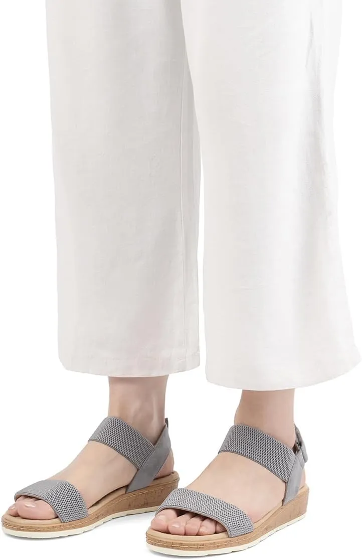 VJH confort Women’s Flat Sandals Open Toe Elastic Ankle Strap Slip on Comfy Low Wedge Sandals