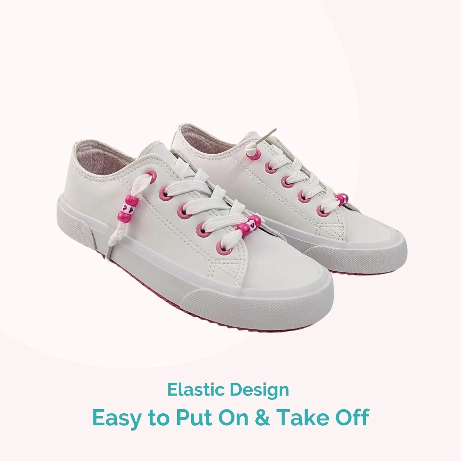 waddle wonder Girls Low Top Slip-on Elastic Band No Tie Lace Walking Shoes with Beads