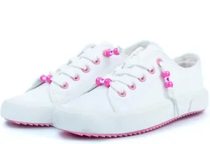 waddle wonder Girls Low Top Slip-on Elastic Band No Tie Lace Walking Shoes with Beads