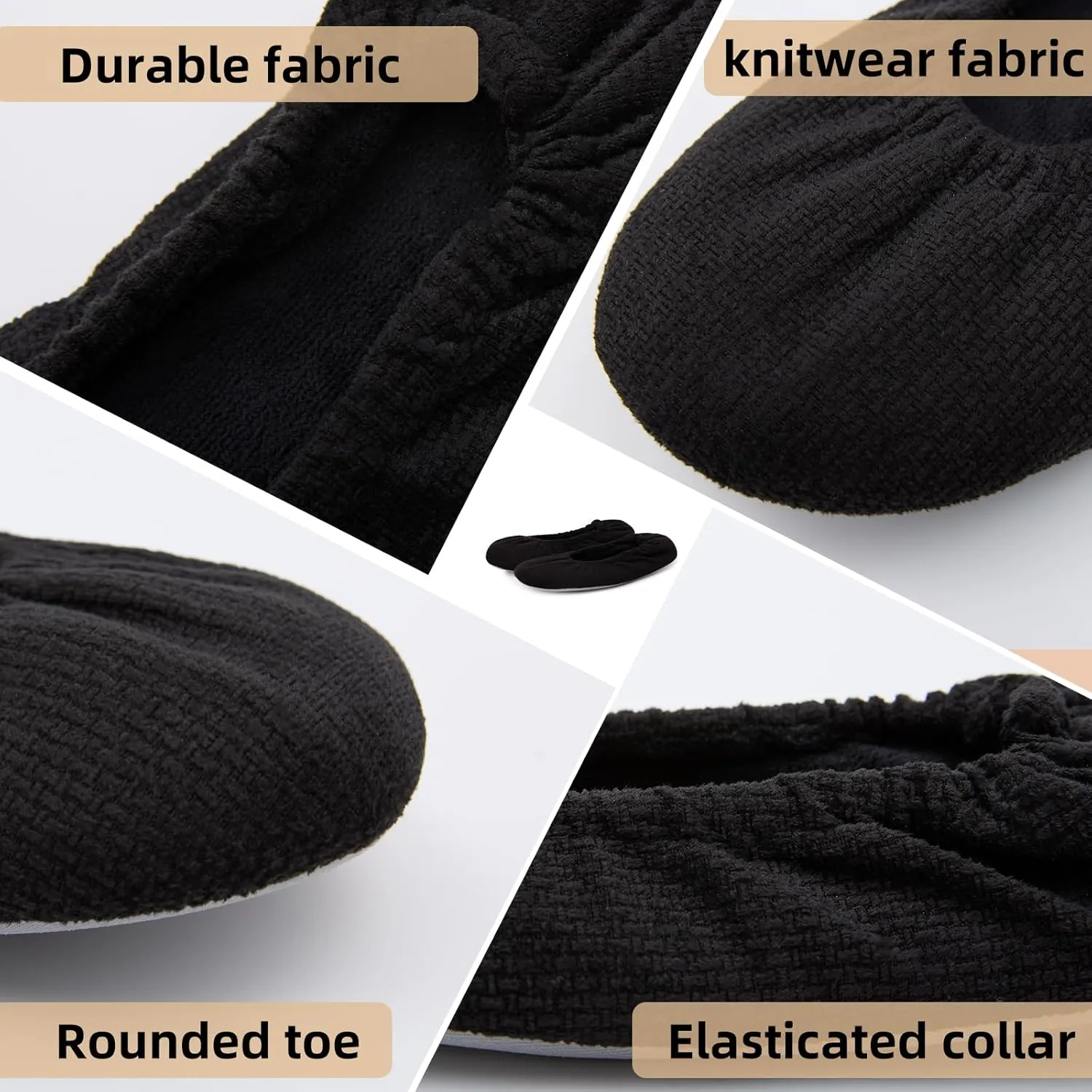 WALKFUN Portable Women's Travel House Shoes Lightweight Elastic Memory Foam Home Slippers Non-slip Outsole