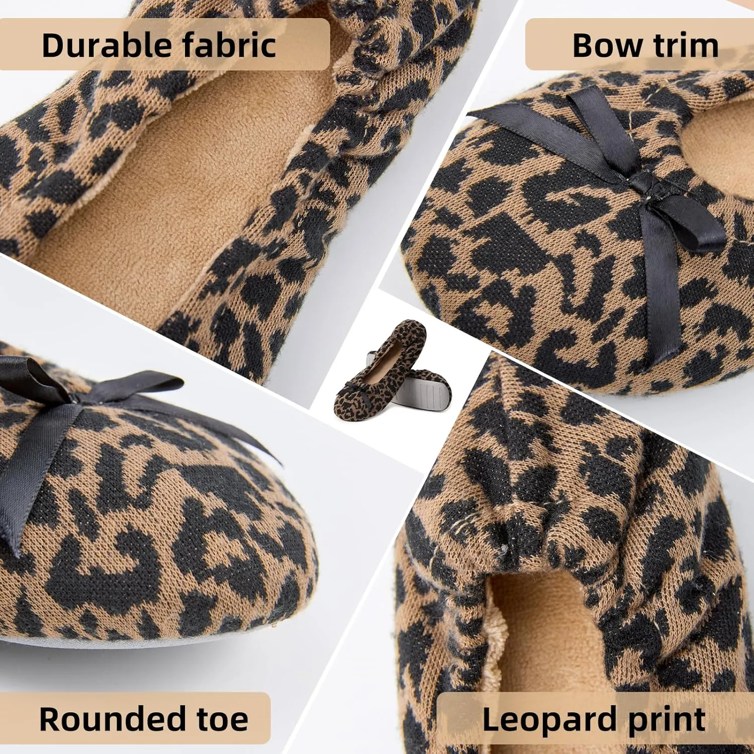WALKFUN Portable Women's Travel House Shoes Lightweight Elastic Memory Foam Home Slippers Non-slip Outsole