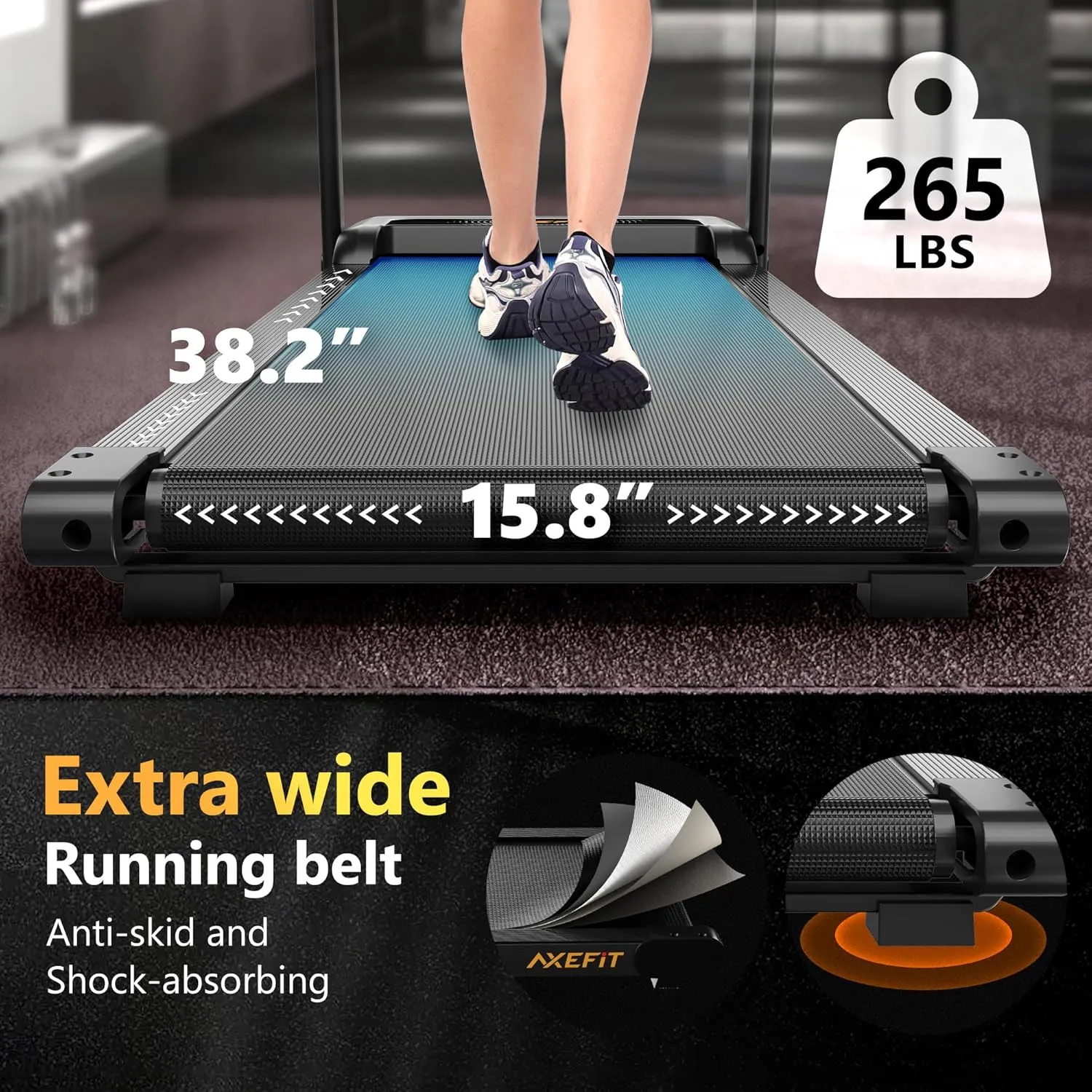 Walking Pad with Incline, Under Desk Treadmill for Home Office, 2.5HP Portable Treadmills with Panel & Remote Control, 4 in 1 Walking Running Machine Manual Incline, Compact Treadmill 265LB Capacity