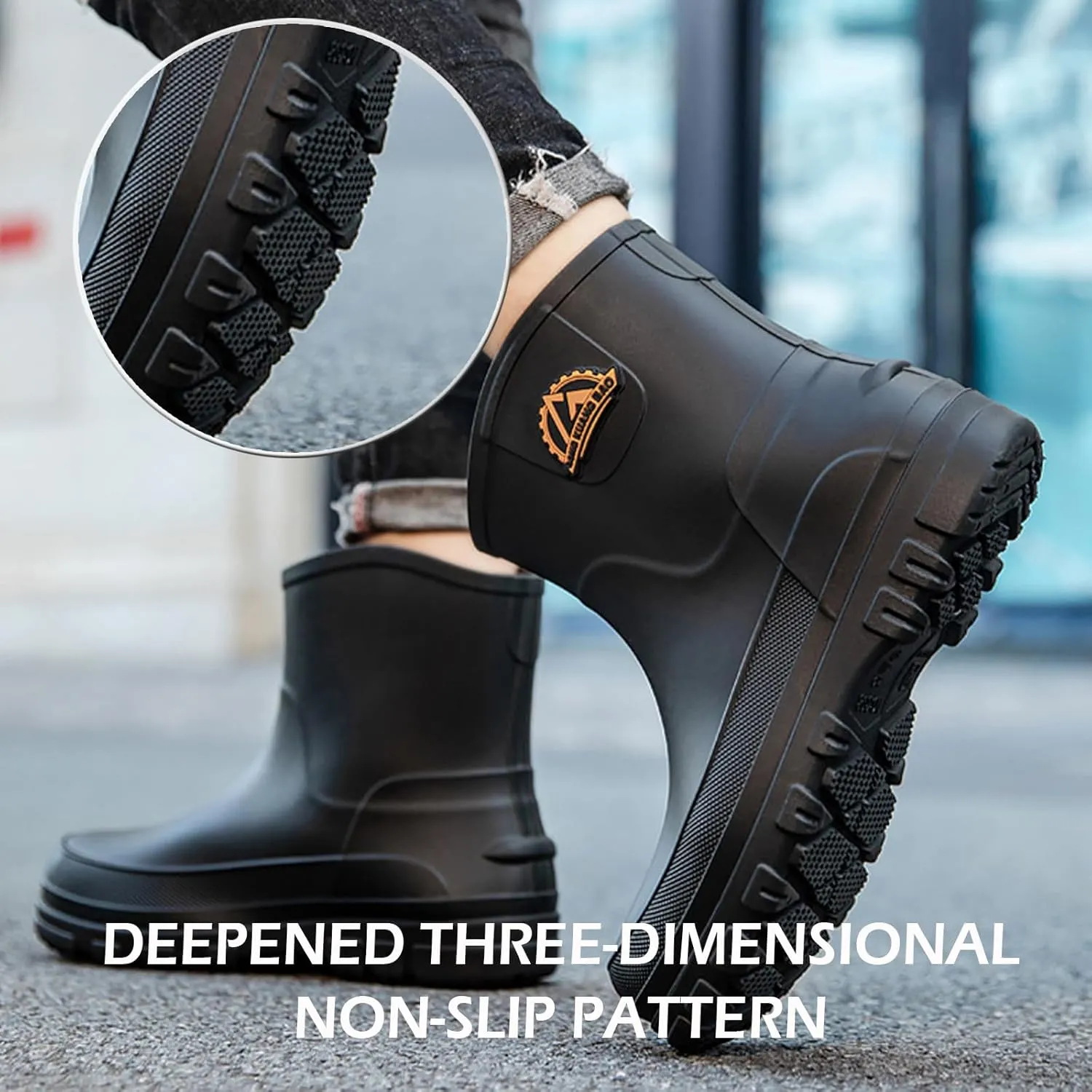 Waterproof Garden Rain Boots for Men Breathable Lightweight Mid Calf Deck Fishing Outdoor Slip Resistant Shoes