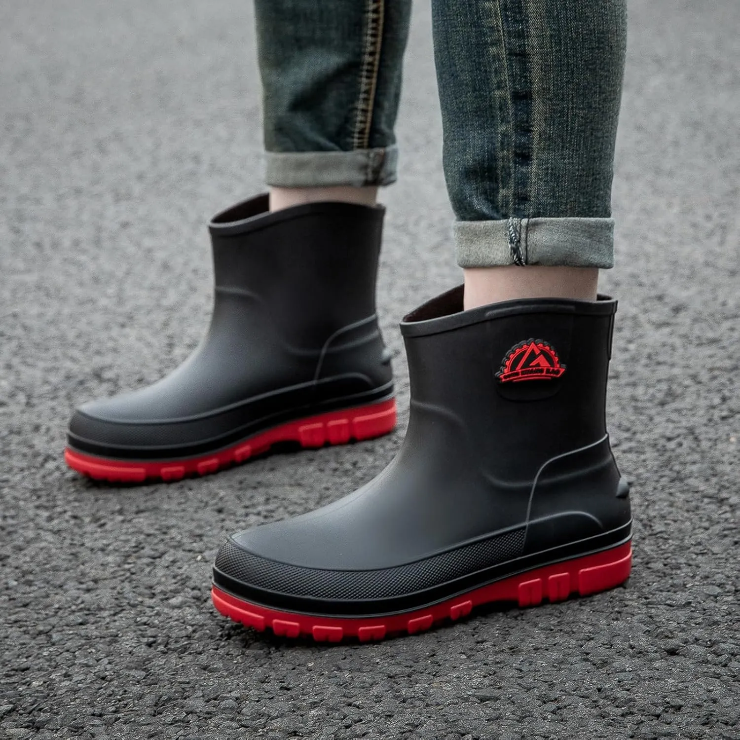 Waterproof Garden Rain Boots for Men Breathable Lightweight Mid Calf Deck Fishing Outdoor Slip Resistant Shoes