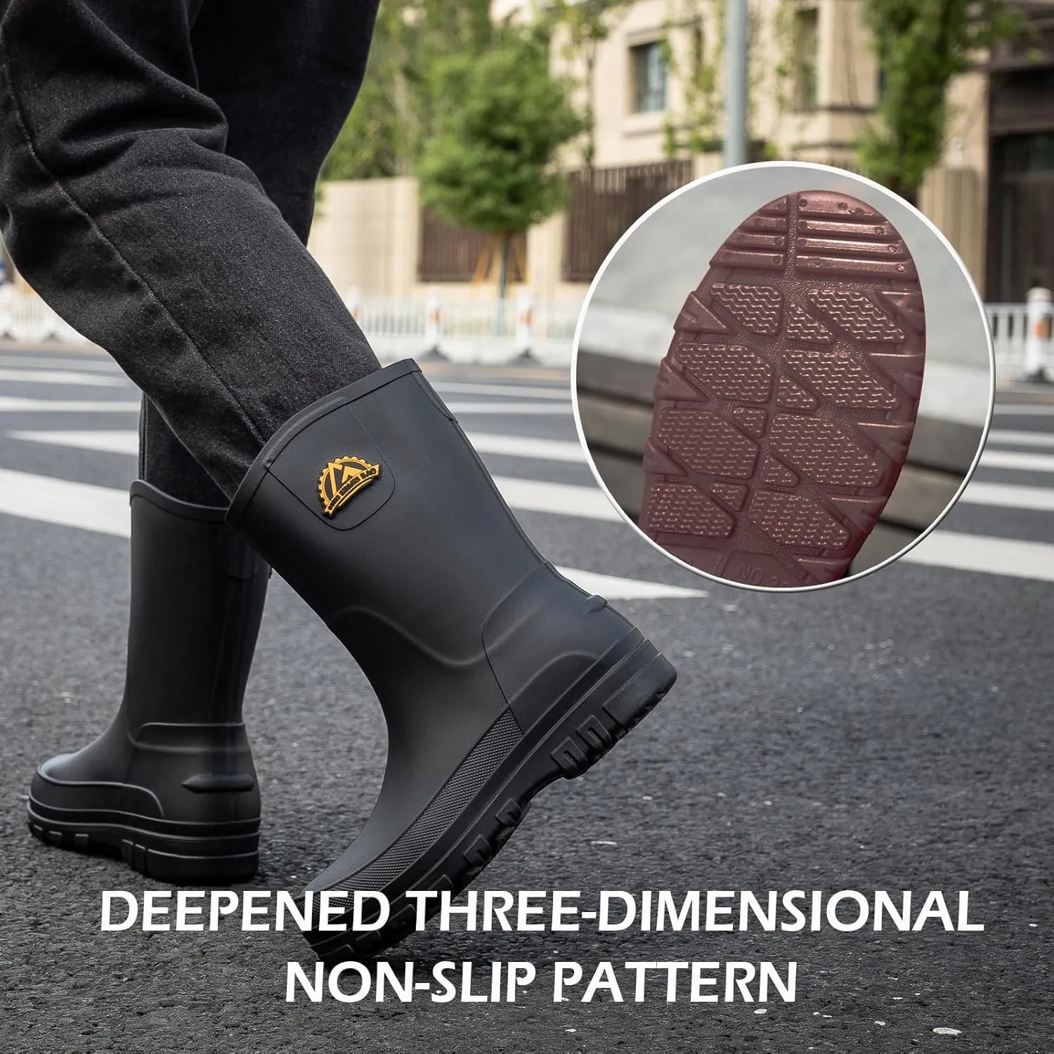 Waterproof Garden Rain Boots for Men Breathable Lightweight Mid Calf Deck Fishing Outdoor Slip Resistant Shoes