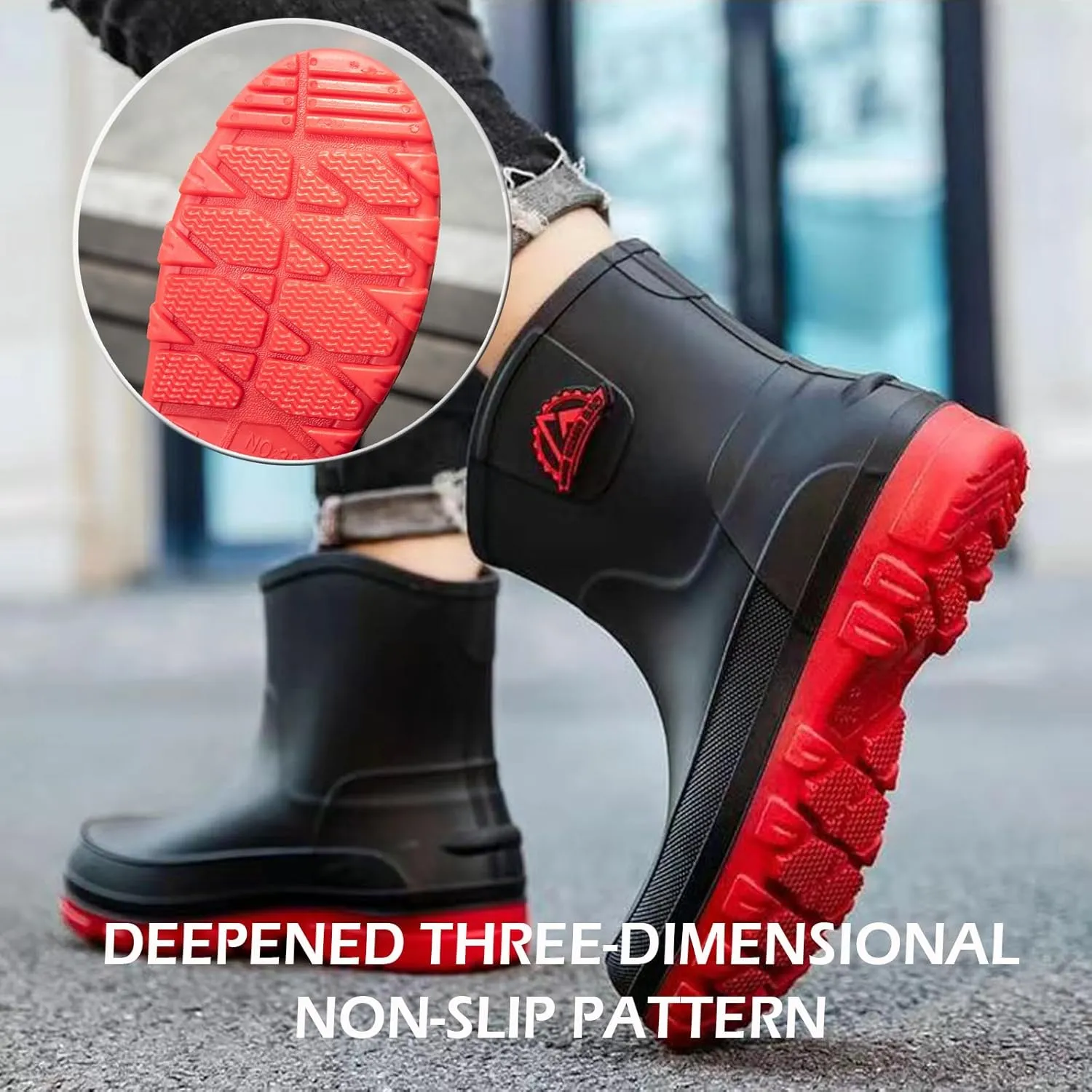 Waterproof Garden Rain Boots for Men Breathable Lightweight Mid Calf Deck Fishing Outdoor Slip Resistant Shoes