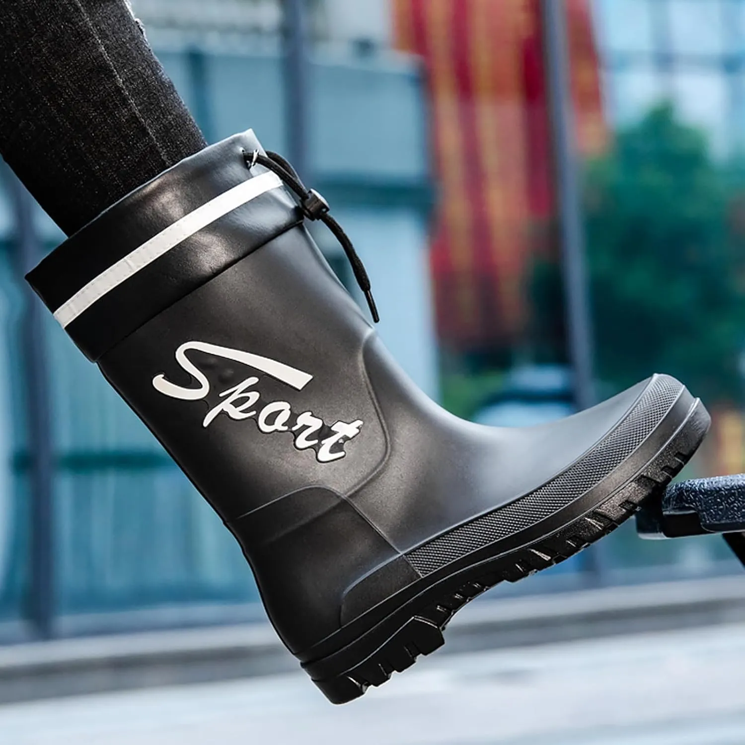 Waterproof Garden Rain Boots for Men Breathable Lightweight Mid Calf Deck Fishing Outdoor Slip Resistant Shoes