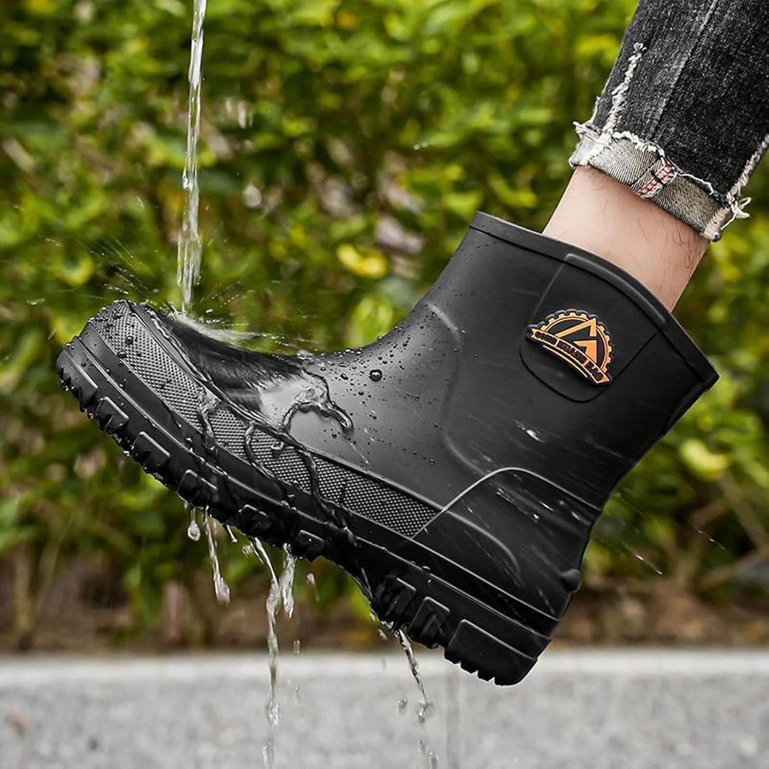 Waterproof Garden Rain Boots for Men Breathable Lightweight Mid Calf Deck Fishing Outdoor Slip Resistant Shoes