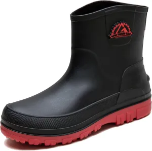 Waterproof Garden Rain Boots for Men Breathable Lightweight Mid Calf Deck Fishing Outdoor Slip Resistant Shoes