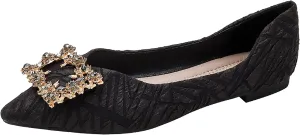 WENJIAZHIZHI Women's Rhinestones Pointed Toe Ballet Flats Casual Slip-On Walking Flats Loafers for Women Dressy Comfortable Shoes