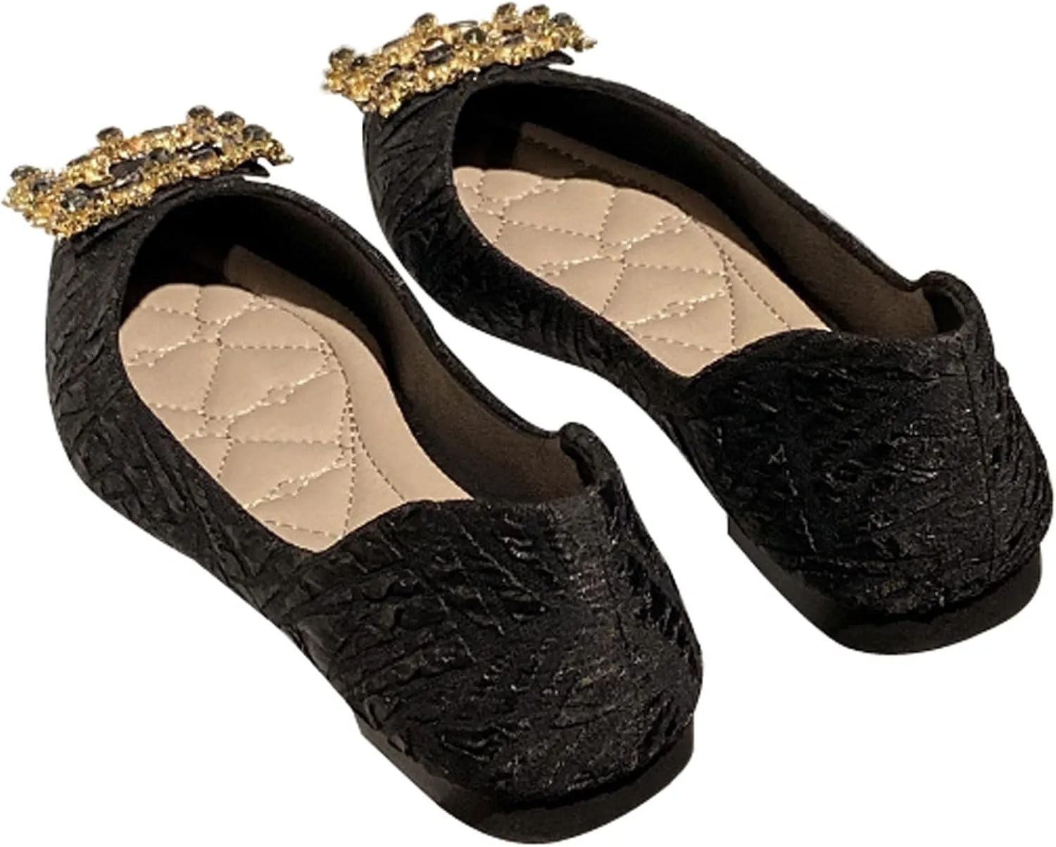 WENJIAZHIZHI Women's Rhinestones Pointed Toe Ballet Flats Casual Slip-On Walking Flats Loafers for Women Dressy Comfortable Shoes