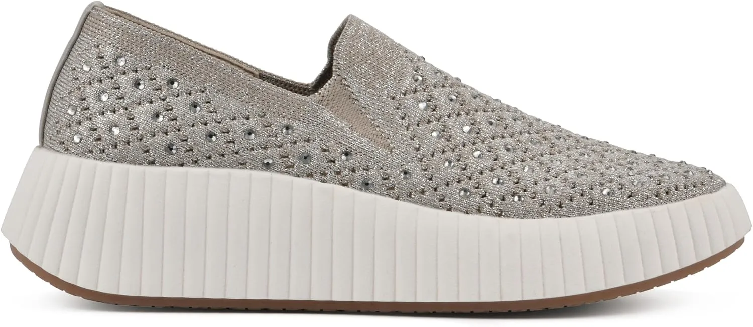 WHITE MOUNTAIN Women's Dyles Rhinestoned Woven Knit Sneaker