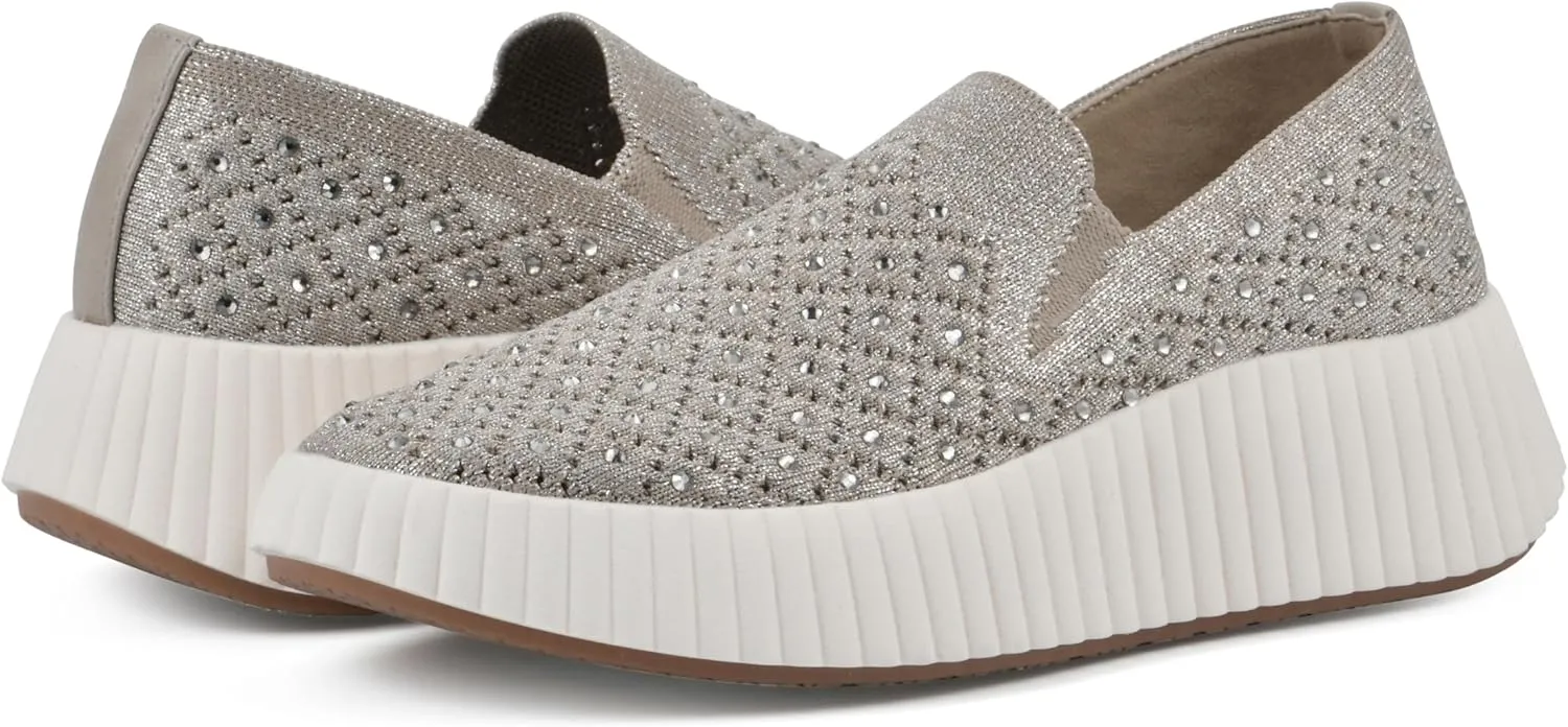 WHITE MOUNTAIN Women's Dyles Rhinestoned Woven Knit Sneaker