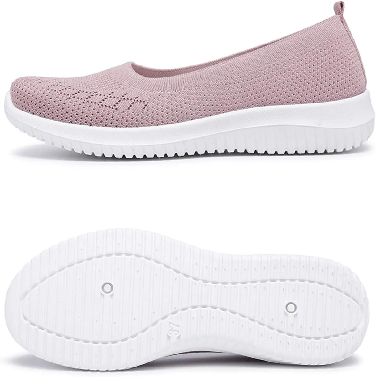 WILLFUN Women’s Breathable Walking Shoes-Slip On Mesh Knitted Flats Soft Gym Sneakers Flexible Lightweight Casual Easy Shoes