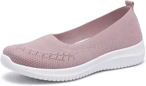 WILLFUN Women’s Breathable Walking Shoes-Slip On Mesh Knitted Flats Soft Gym Sneakers Flexible Lightweight Casual Easy Shoes