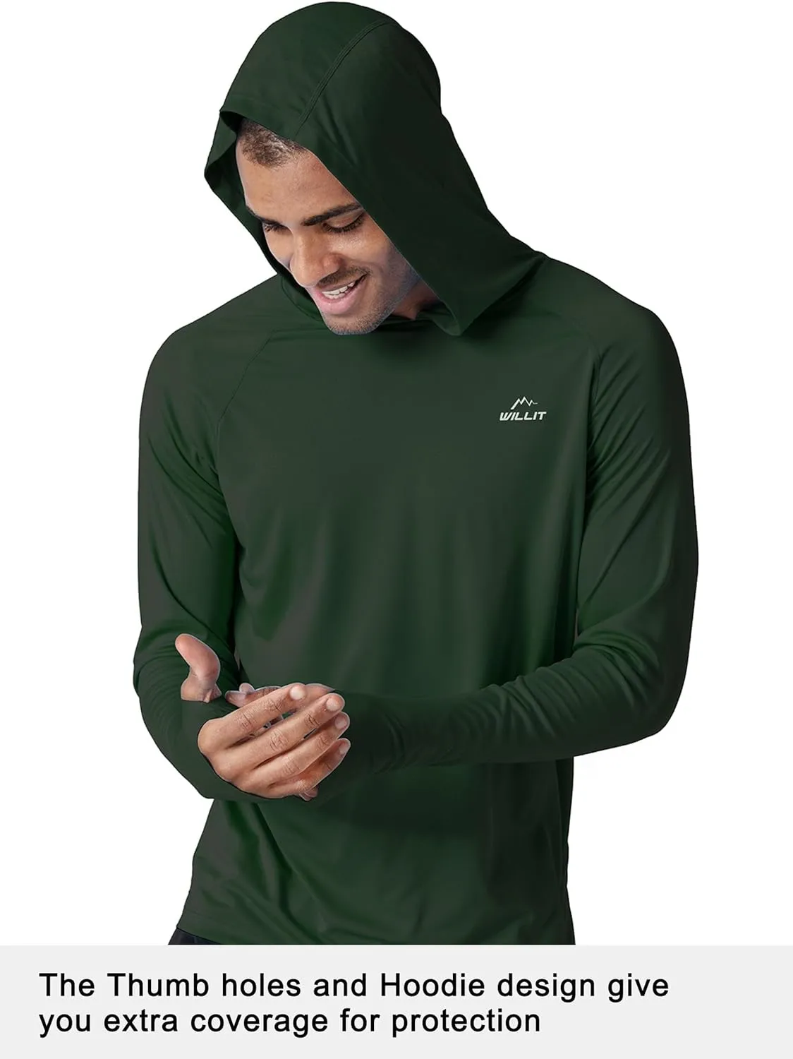 Willit Men's Sun Shirts UPF 50  Rash Guard Long Sleeve Sun Protection Hoodie SPF UV Fishing Lightweight Athletic Running