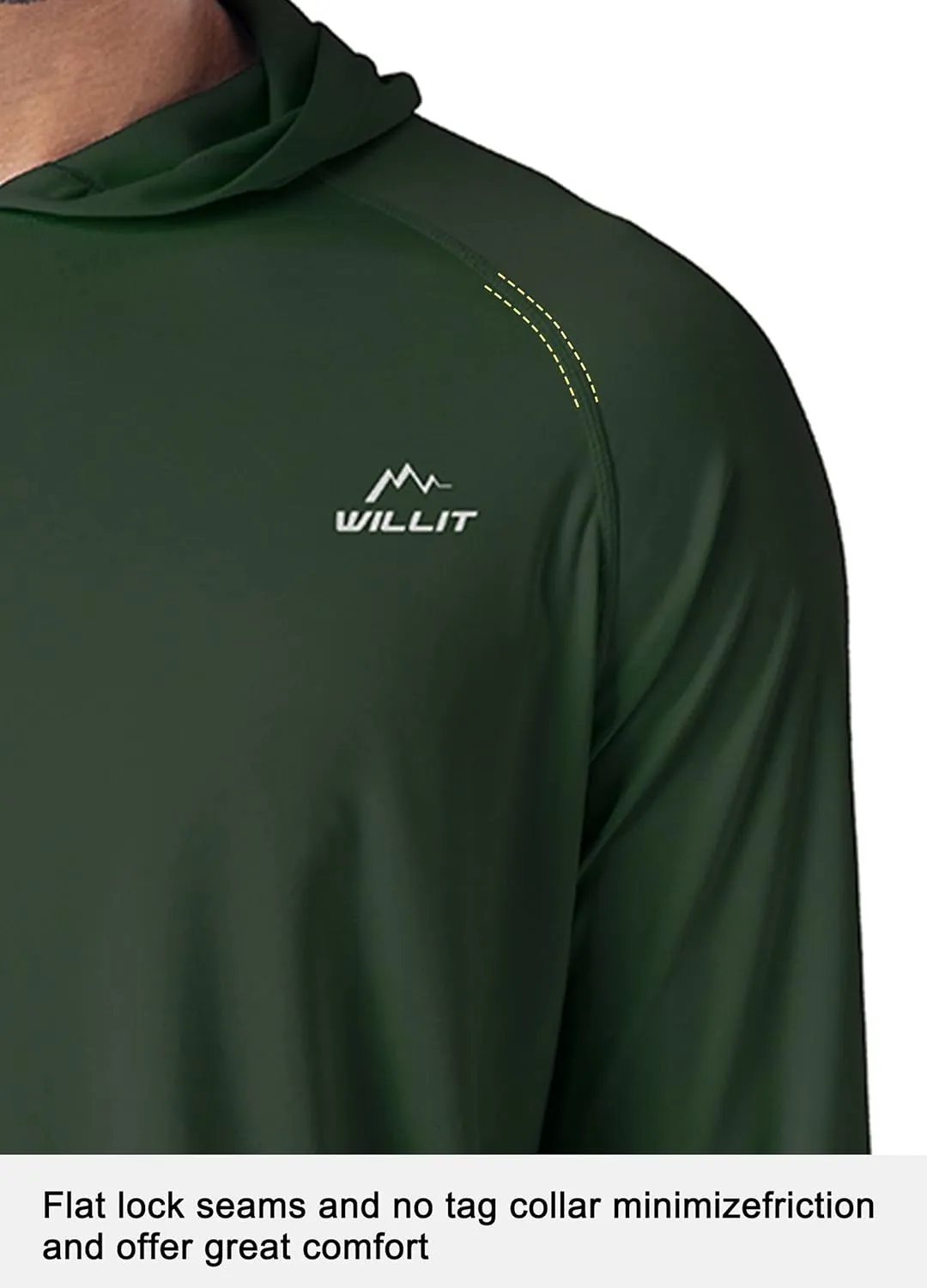 Willit Men's Sun Shirts UPF 50  Rash Guard Long Sleeve Sun Protection Hoodie SPF UV Fishing Lightweight Athletic Running
