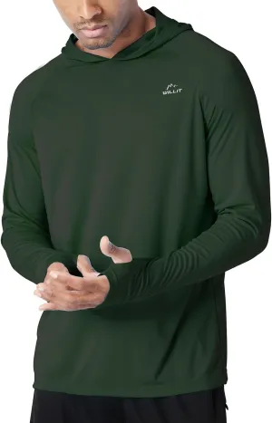 Willit Men's Sun Shirts UPF 50  Rash Guard Long Sleeve Sun Protection Hoodie SPF UV Fishing Lightweight Athletic Running