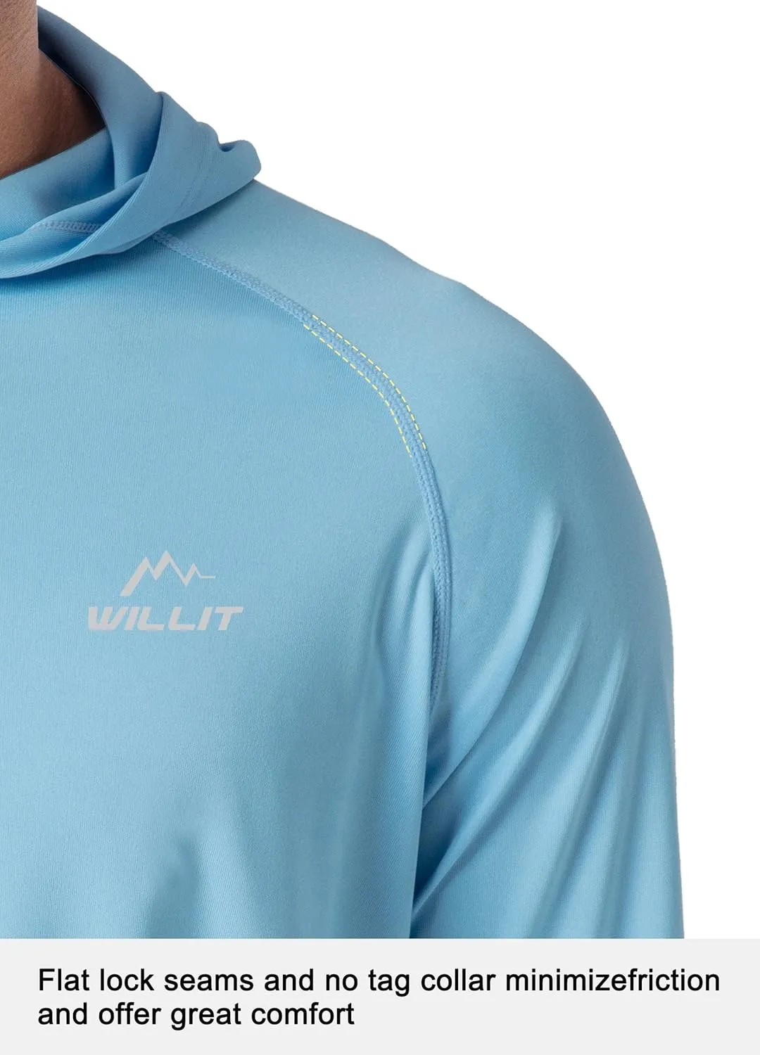 Willit Men's UPF 50  Sun Protection Hoodie Shirt Long Sleeve Rash Guard Fishing SPF Outdoor UV Shirt Lightweight Pocket