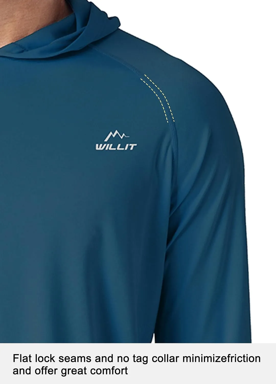 Willit Men's UPF 50  Sun Protection Hoodie Shirt Long Sleeve Rash Guard Fishing SPF Outdoor UV Shirt Lightweight Pocket