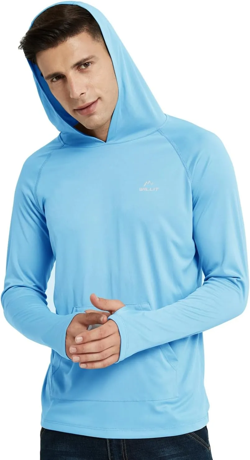 Willit Men's UPF 50  Sun Protection Hoodie Shirt Long Sleeve Rash Guard Fishing SPF Outdoor UV Shirt Lightweight Pocket