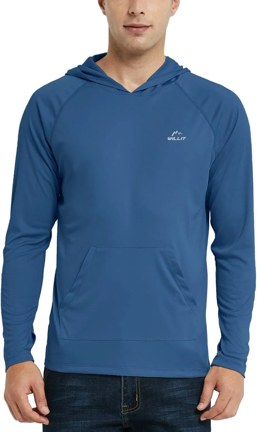 Willit Men's UPF 50  Sun Protection Hoodie Shirt Long Sleeve Rash Guard Fishing SPF Outdoor UV Shirt Lightweight Pocket