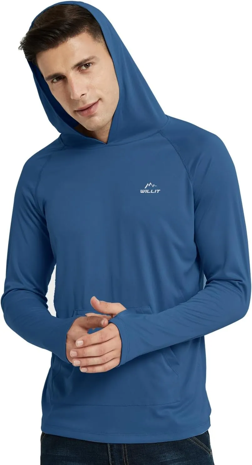 Willit Men's UPF 50  Sun Protection Hoodie Shirt Long Sleeve Rash Guard Fishing SPF Outdoor UV Shirt Lightweight Pocket