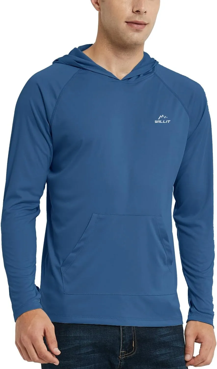 Willit Men's UPF 50  Sun Protection Hoodie Shirt Long Sleeve Rash Guard Fishing SPF Outdoor UV Shirt Lightweight Pocket
