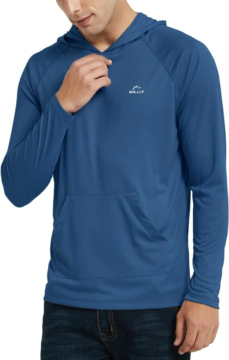 Willit Men's UPF 50  Sun Protection Hoodie Shirt Long Sleeve Rash Guard Fishing SPF Outdoor UV Shirt Lightweight Pocket