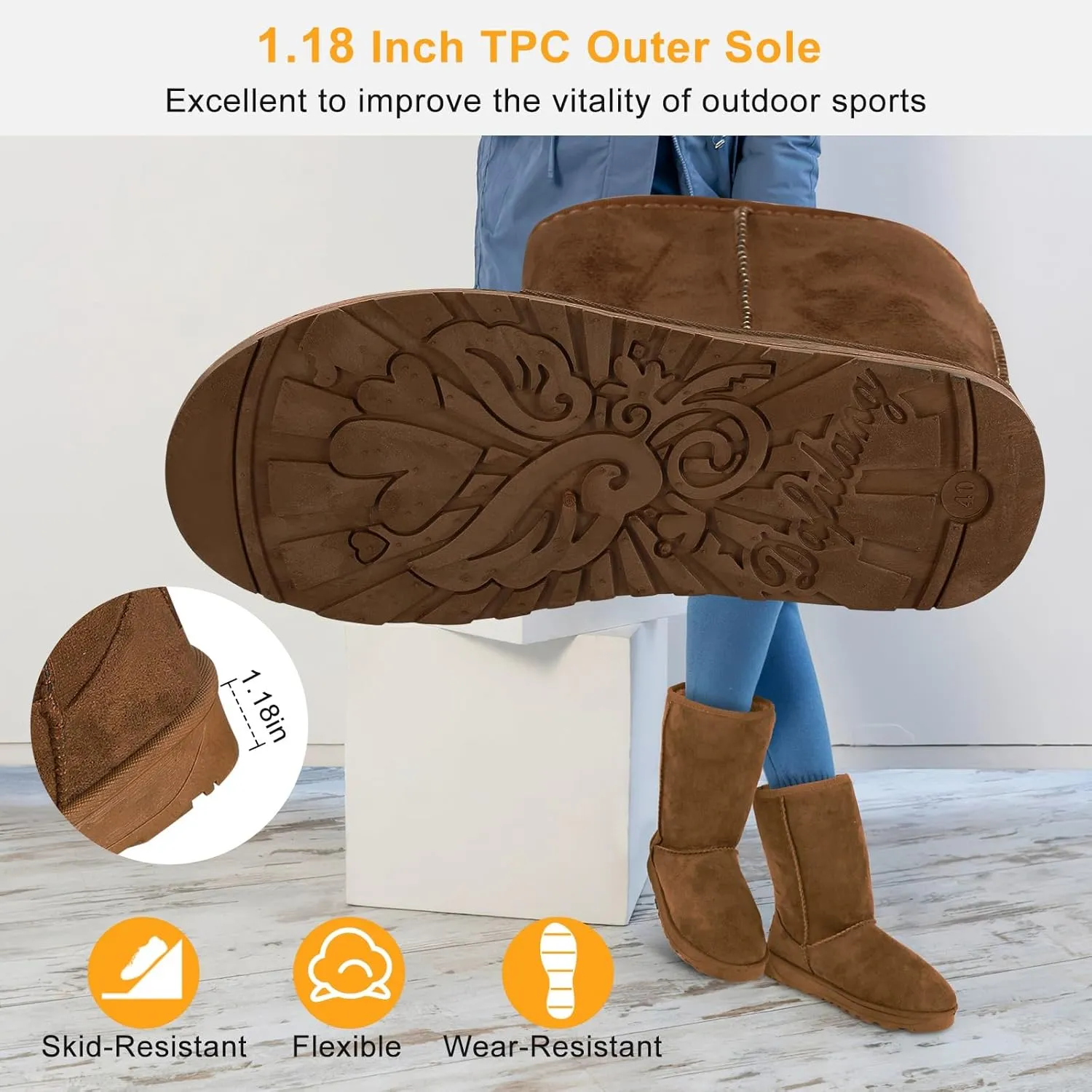Winter Boots for Women, Classic Mid-Calf Snow Boots, Waterproof Warm Fur Lining Fashion Winter Boots for Women Girls Ladies Outdoor, Slip on & Comfortable, Anti-Slip, Size: 5-10 US
