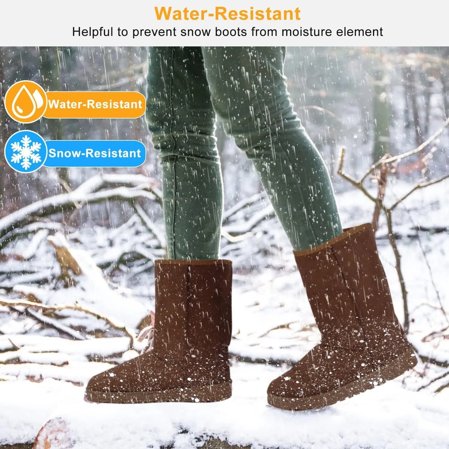 Winter Boots for Women, Classic Mid-Calf Snow Boots, Waterproof Warm Fur Lining Fashion Winter Boots for Women Girls Ladies Outdoor, Slip on & Comfortable, Anti-Slip, Size: 5-10 US