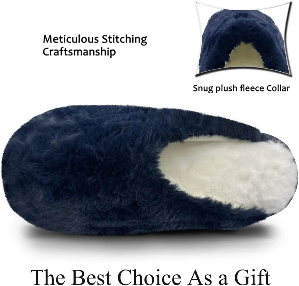 WOJWSKI Men's and Women's Slippers Memory Foam Winter House Slippers Bedroom Shoes Scuff Indoor Warm Slip On