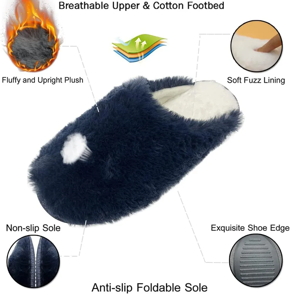 WOJWSKI Men's and Women's Slippers Memory Foam Winter House Slippers Bedroom Shoes Scuff Indoor Warm Slip On