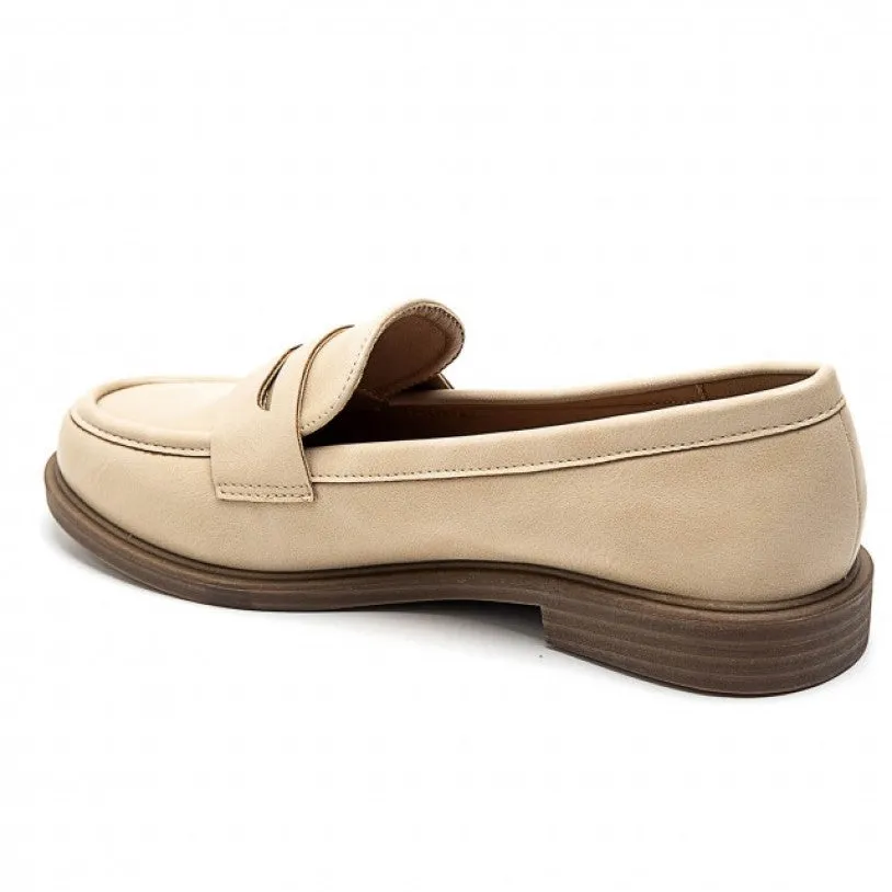 Woman Beige Shoes Loafers Shoes Flat Classic Low Heel Shoes